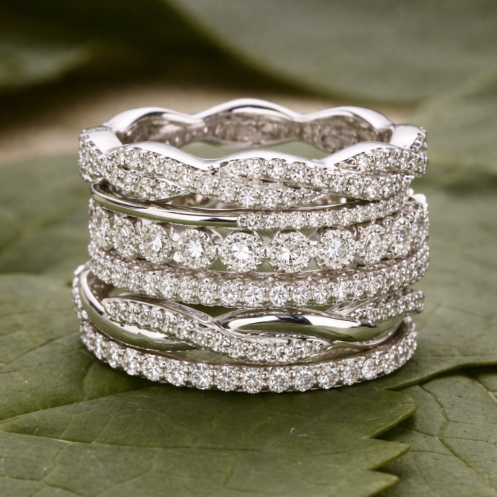 Retro Ring with Multi-Row Diamonds