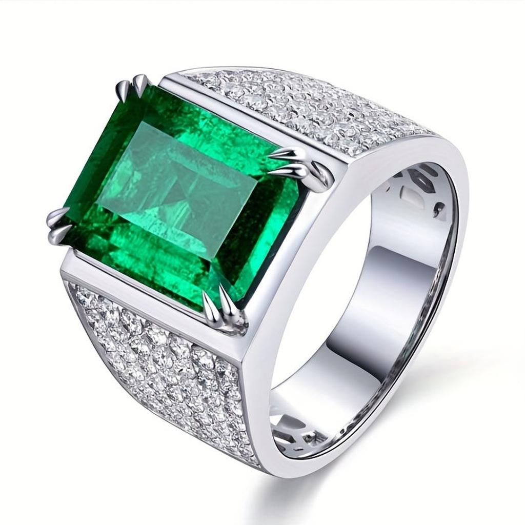 Ring Elsa with Emerald and Diamonds