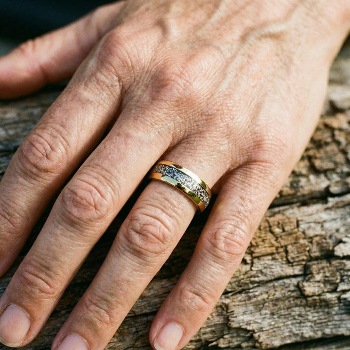 Ring with Shiny Golden Inlays