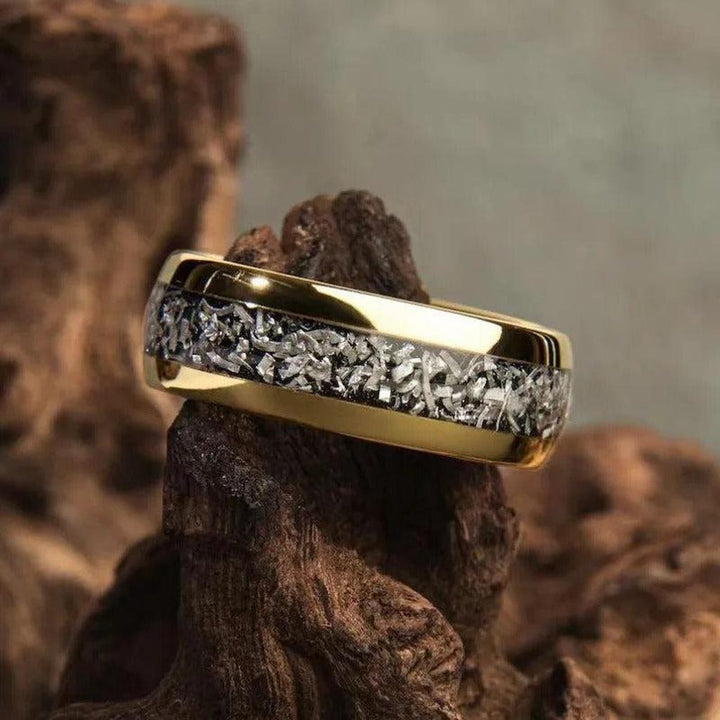 Ring with Shiny Golden Inlays