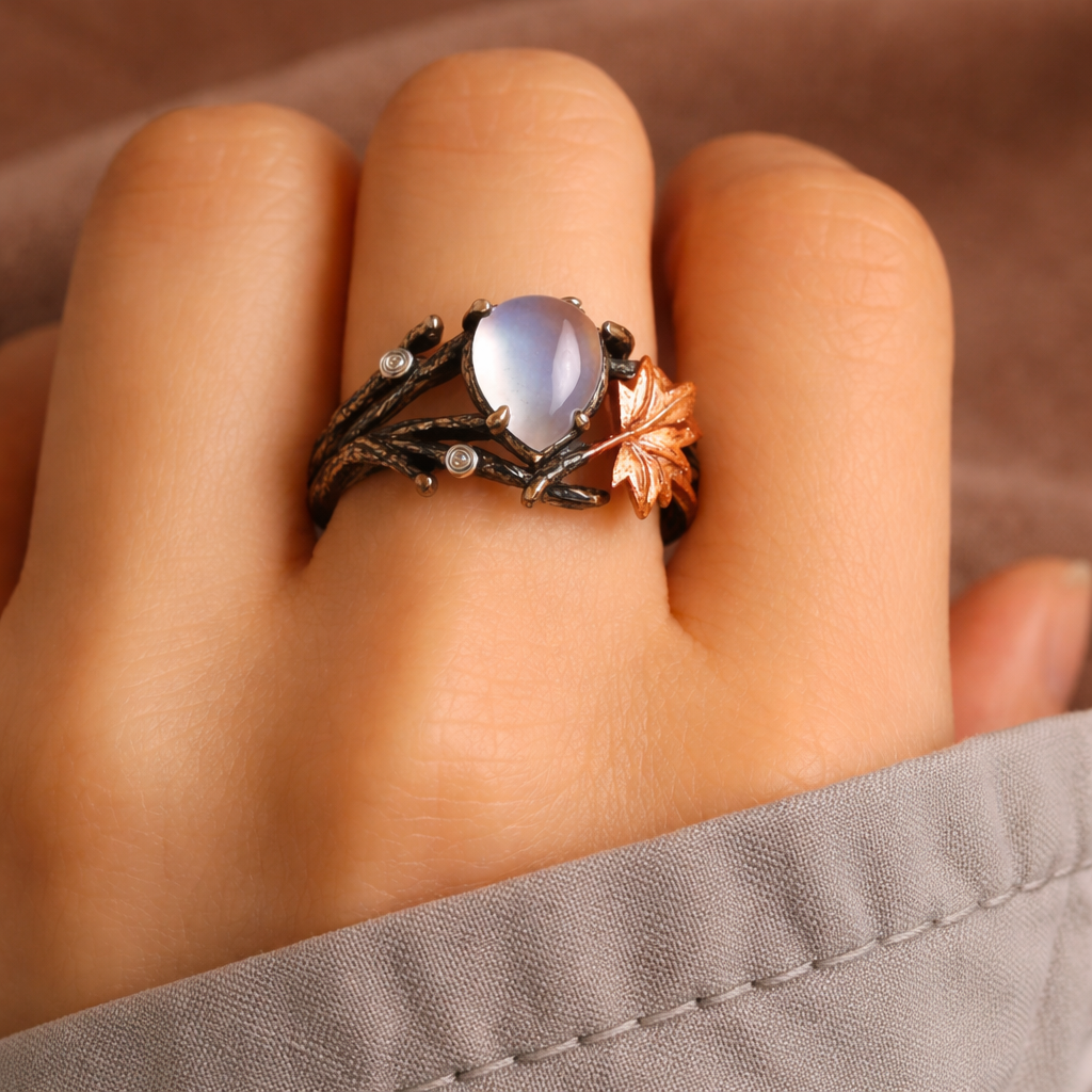 Ring with Natural Moonstone