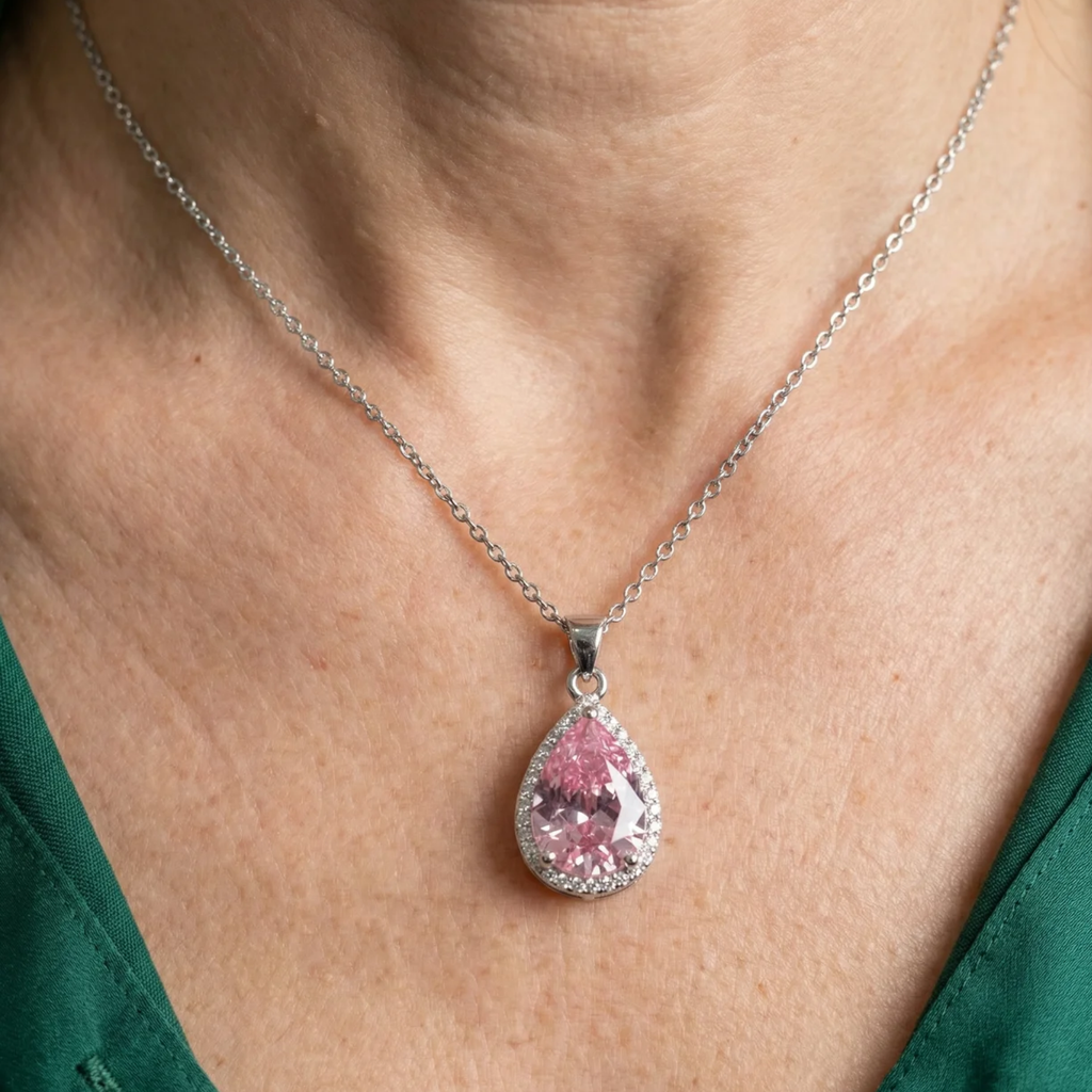 Rose Drop Necklace | White Gold