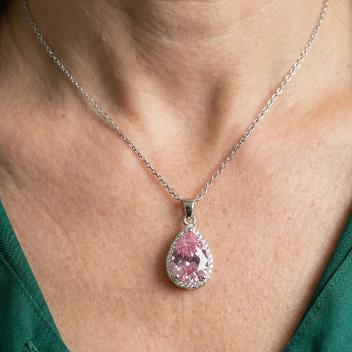 Rose Drop Necklace | White Gold