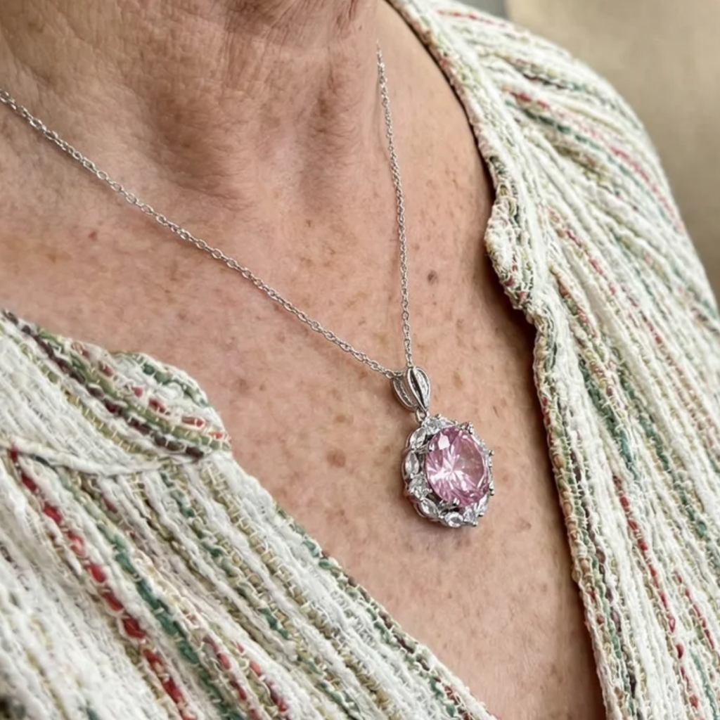 Rosen-Halo Necklace in Pink | Rose Gold