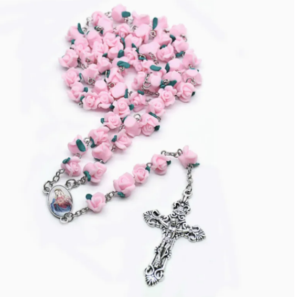 Rosary Necklace with Wheel Charms