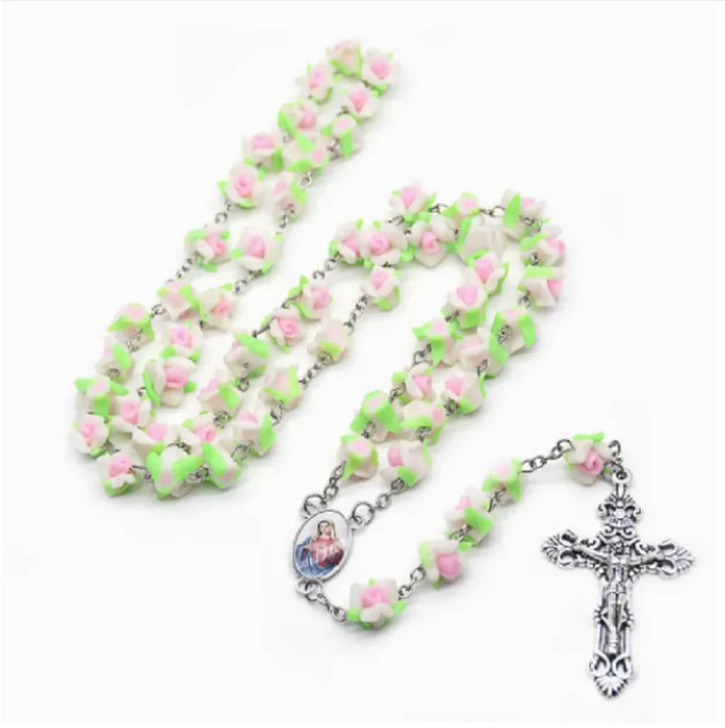 Rosary Necklace with Wheel Charms