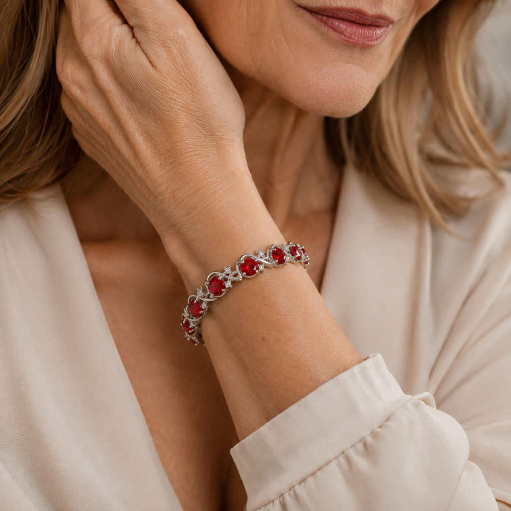 Ruby Vine Tennis Bracelet | White Gold