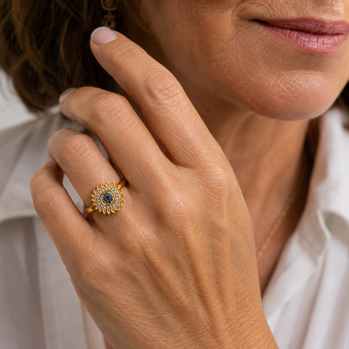 Sapphire Sunbeam Spinning Ring | Gold