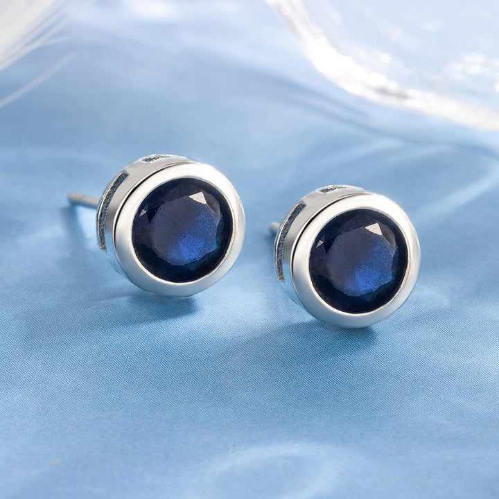 Sapphire Partially Decorated Stud Earrings | White Gold
