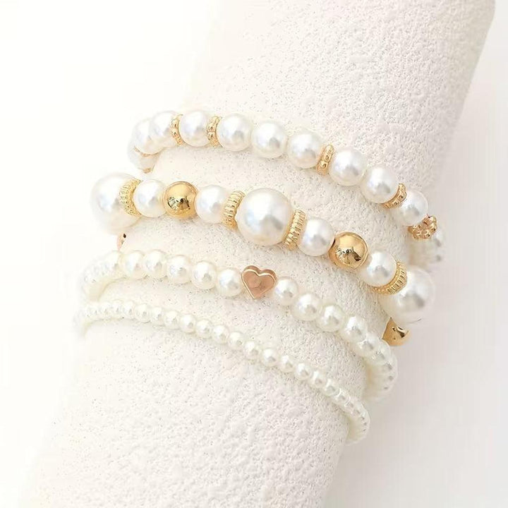 Set of Bracelets Made from White Pearls