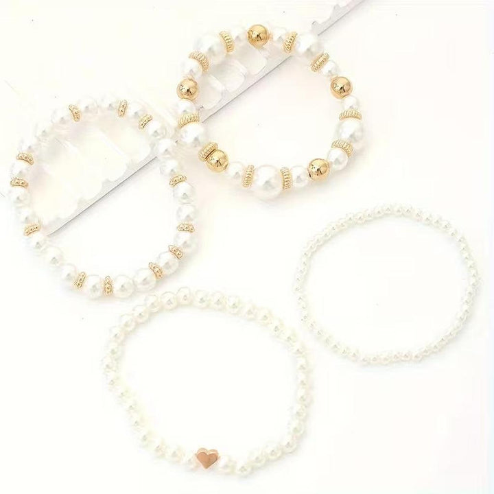 Set of Bracelets Made from White Pearls