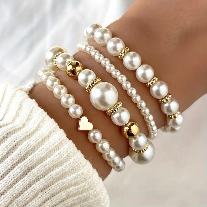 Set of Bracelets Made from White Pearls