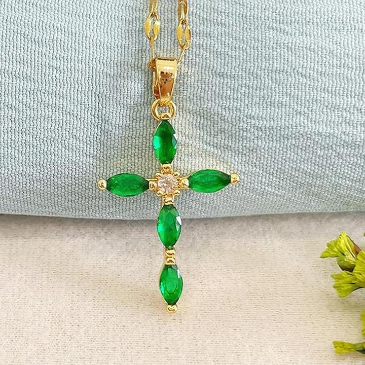 Emerald Cross Necklace
