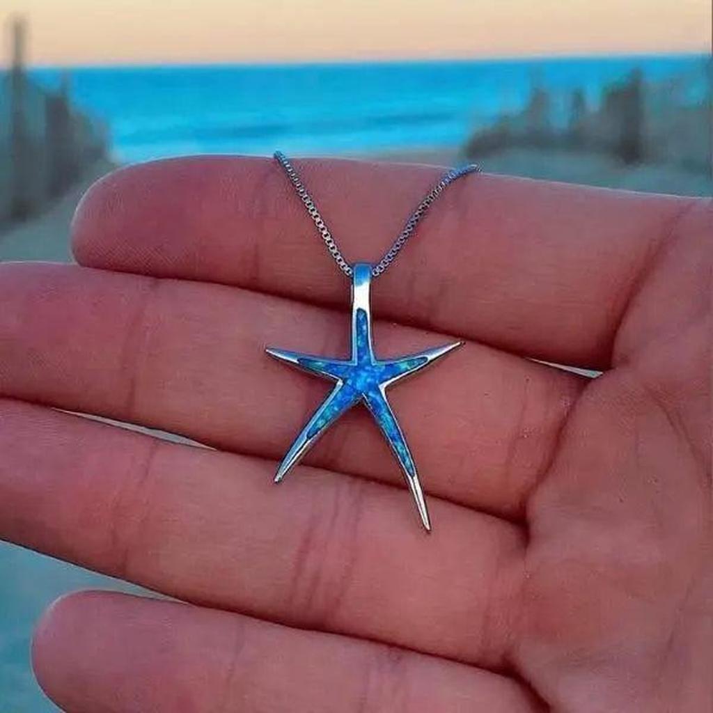 Star Pendant in Blue and Silver Opal