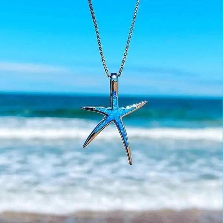 Star Pendant in Blue and Silver Opal