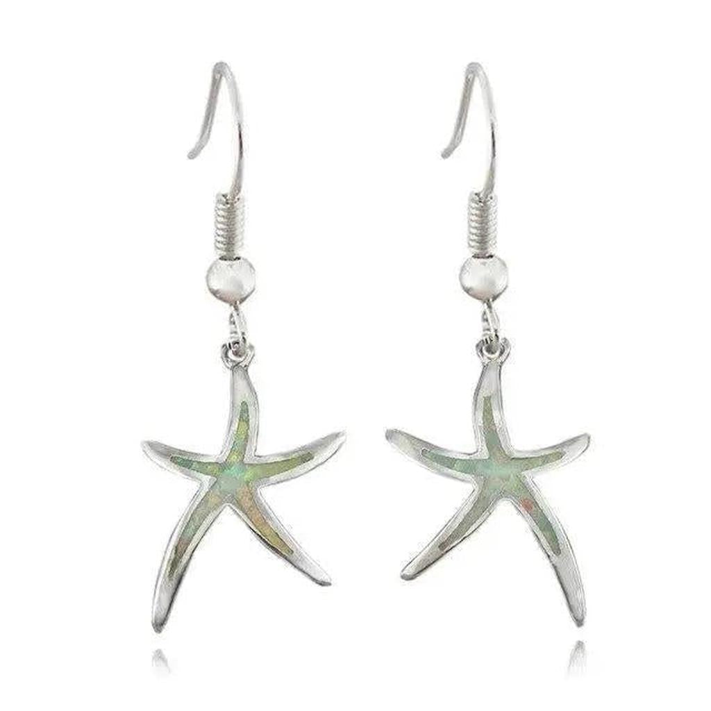 Star Earrings made of Opal and Silver