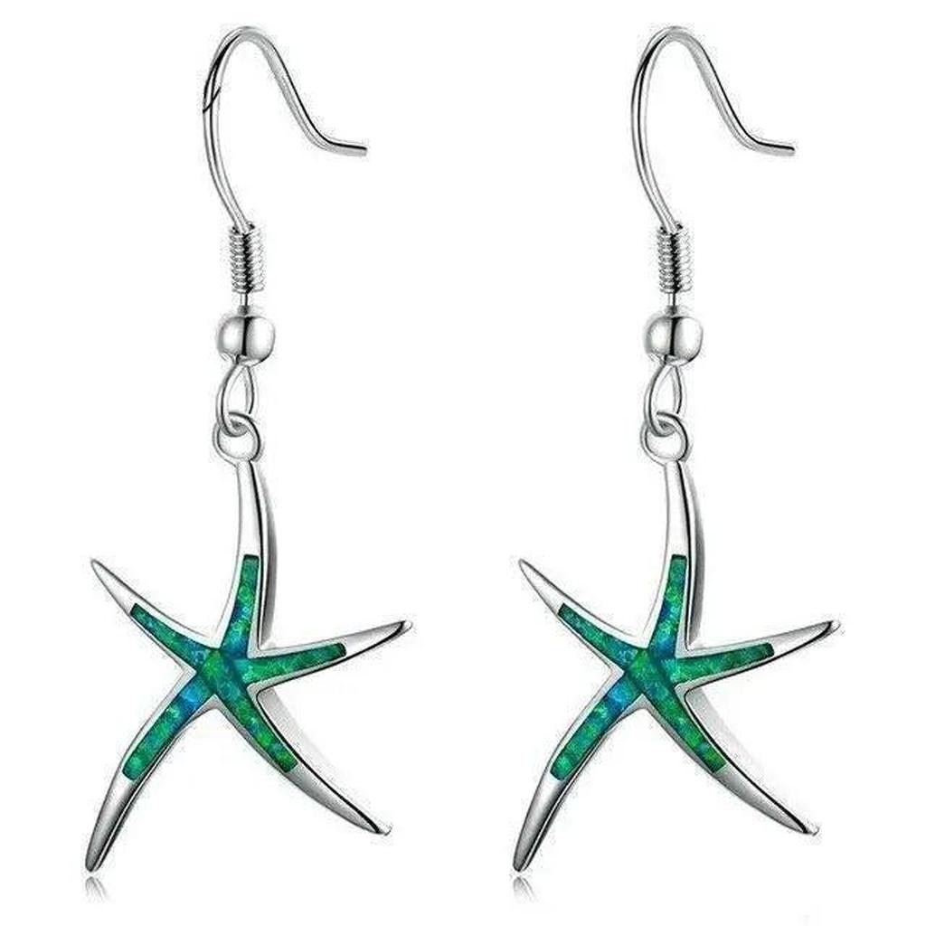 Star Earrings made of Opal and Silver
