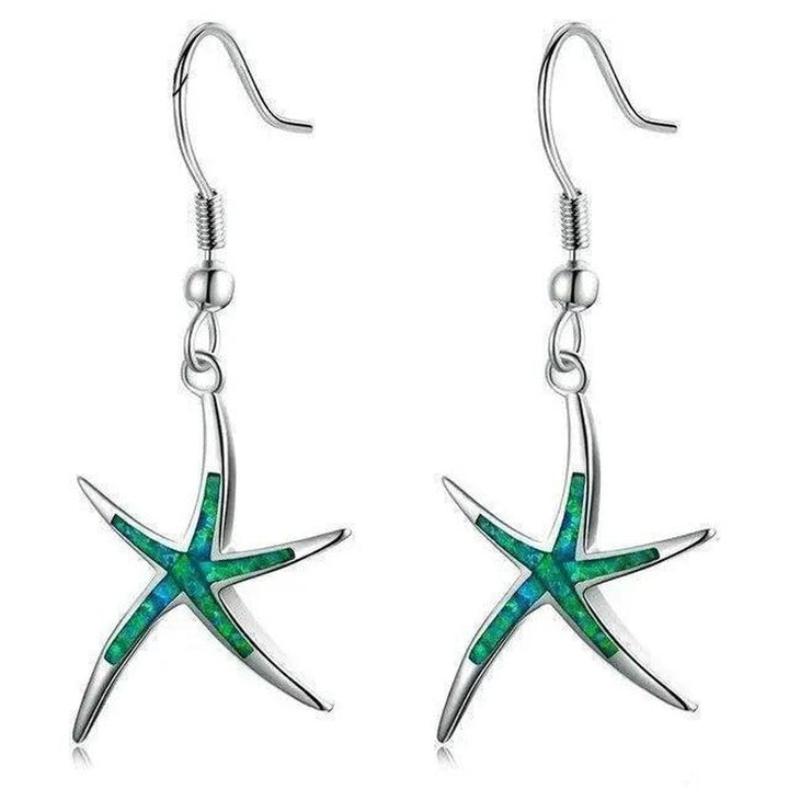 Star Earrings made of Opal and Silver