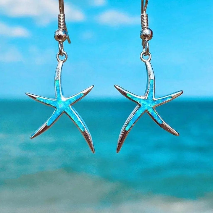 Star Earrings made of Opal and Silver
