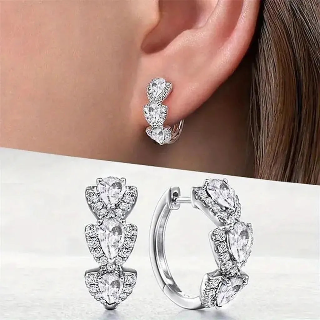 Striped Earrings with Shiny Crystal
