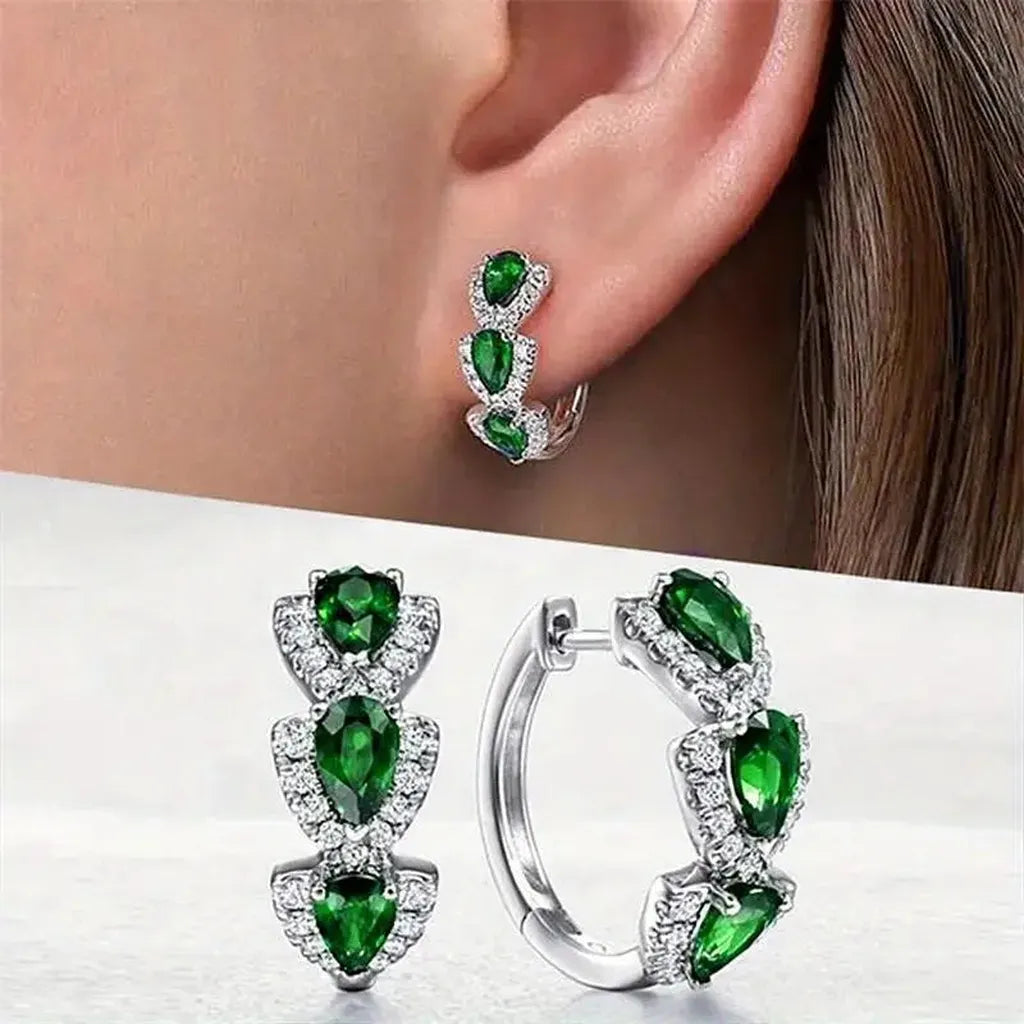 Striped Earrings with Shiny Crystal