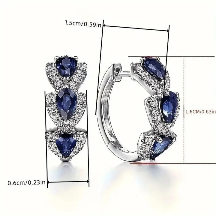 Striped Earrings with Shiny Crystal