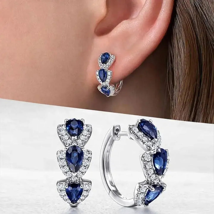 Striped Earrings with Shiny Crystal
