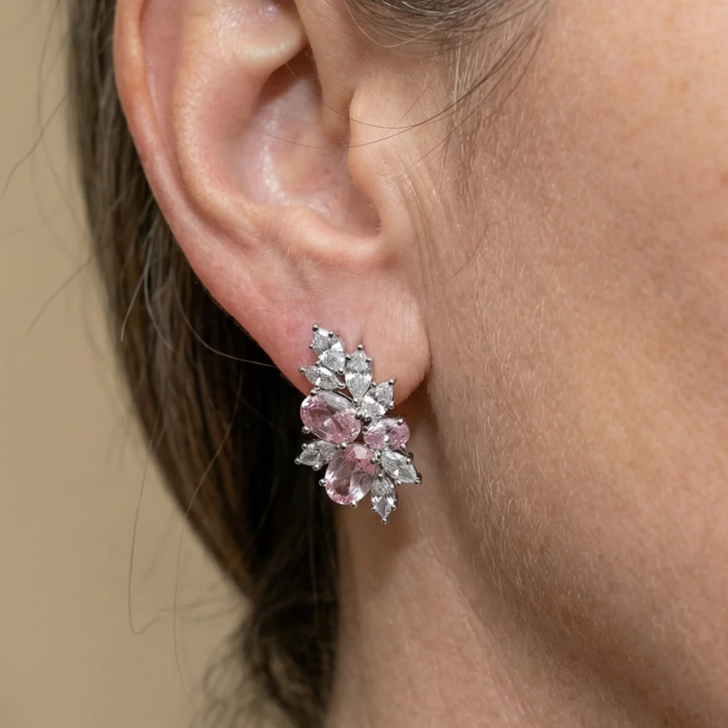 Talia Blossom Shine Earrings | White Gold