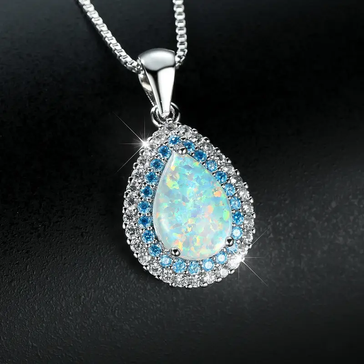 Drop Necklace made of Radiant Blue Opal