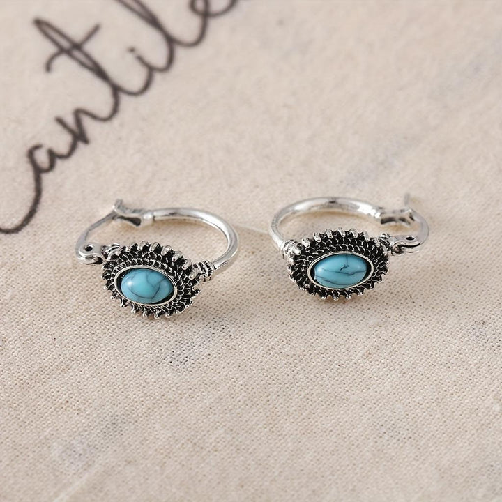 Turquoise Crest Hoops | White Gold