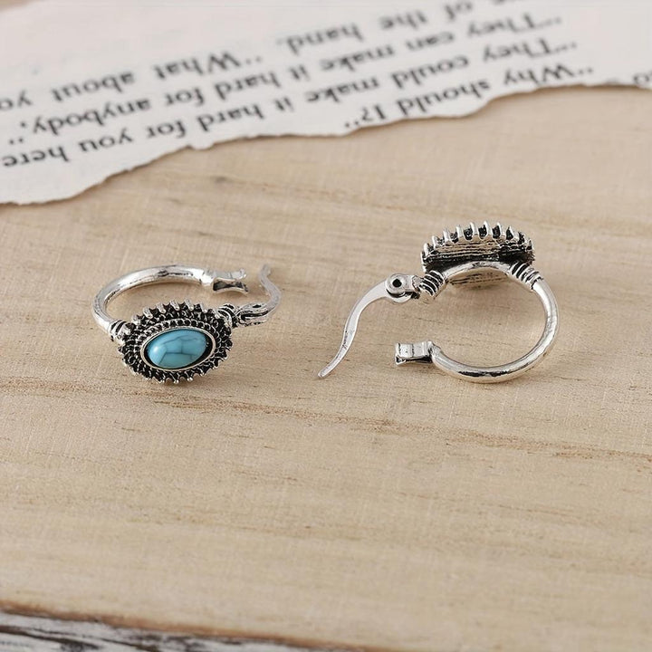 Turquoise Crest Hoops | White Gold