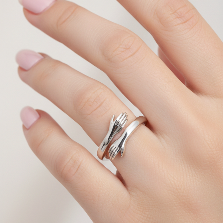 Adjustable Hug Style Ring in White Gold