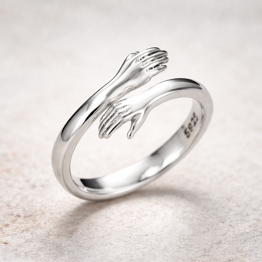Adjustable Hug Style Ring in White Gold