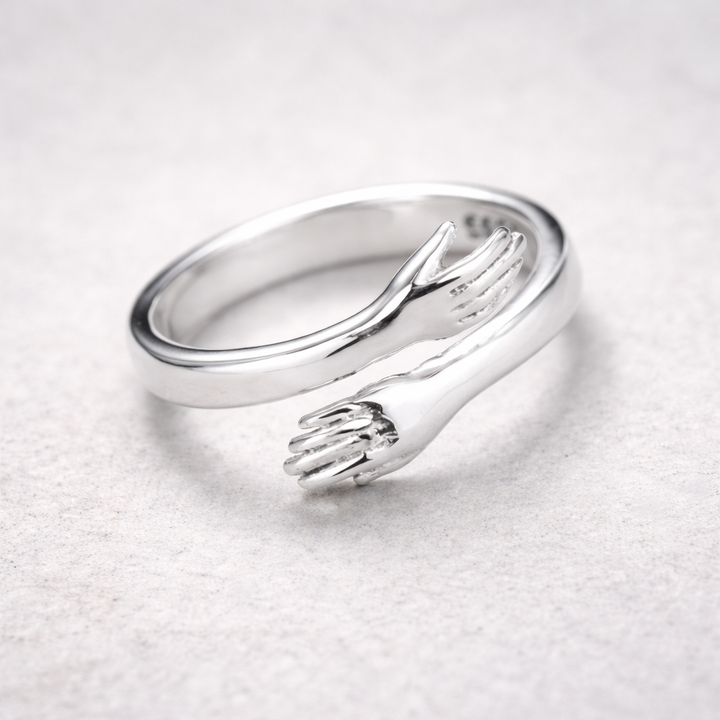 Adjustable Hug Style Ring in White Gold