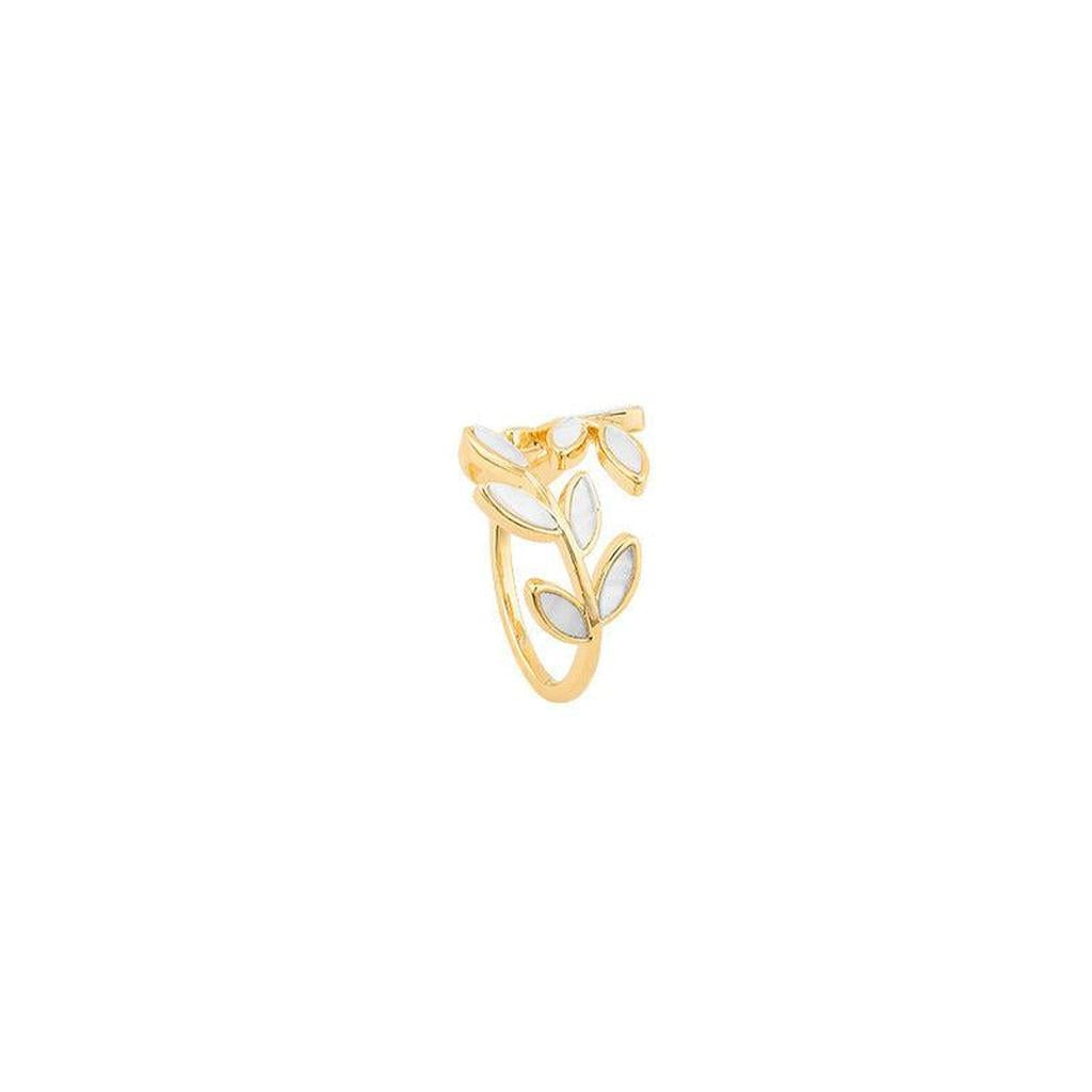 Adjustable Ring with White Opal in Gold