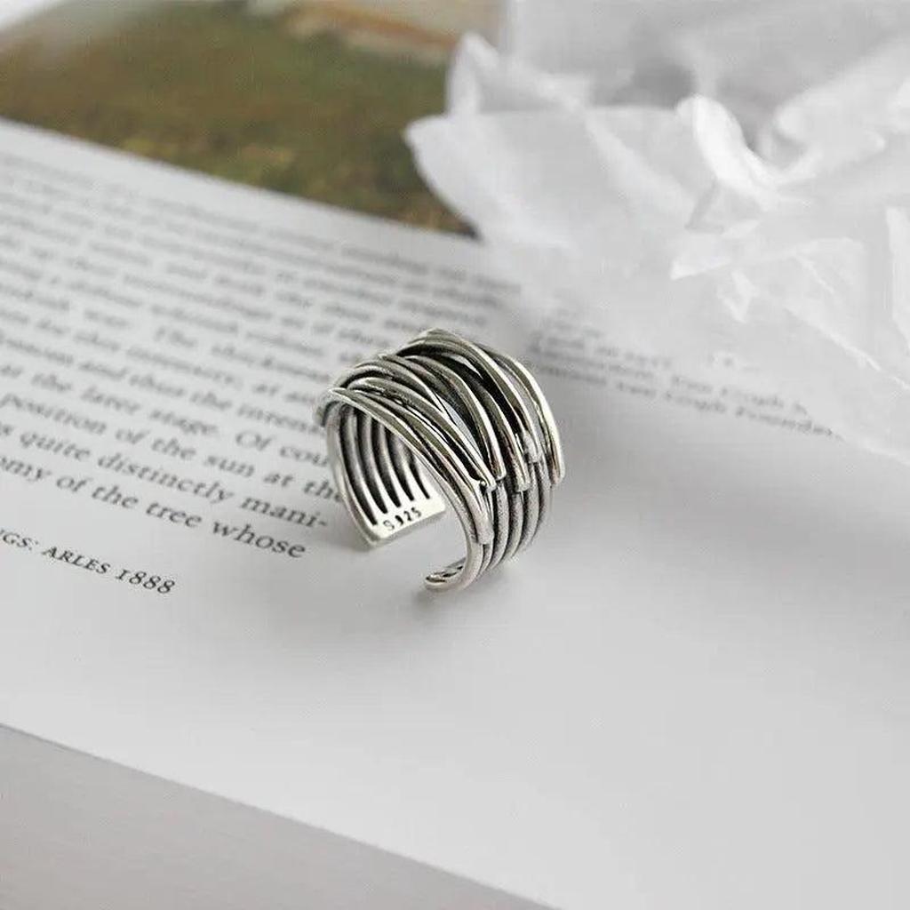Adjustable Multi-Row White Gold Ring