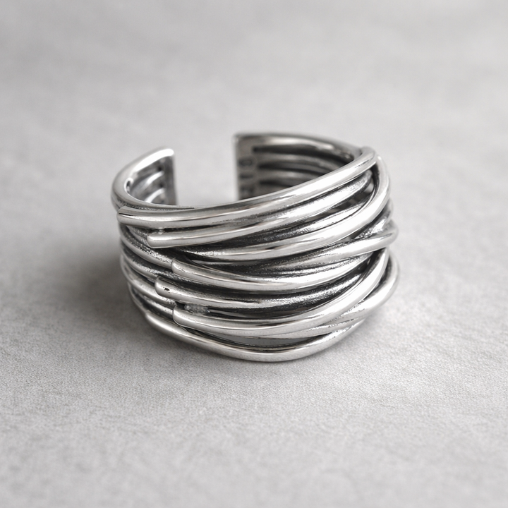 Adjustable Multi-Row White Gold Ring