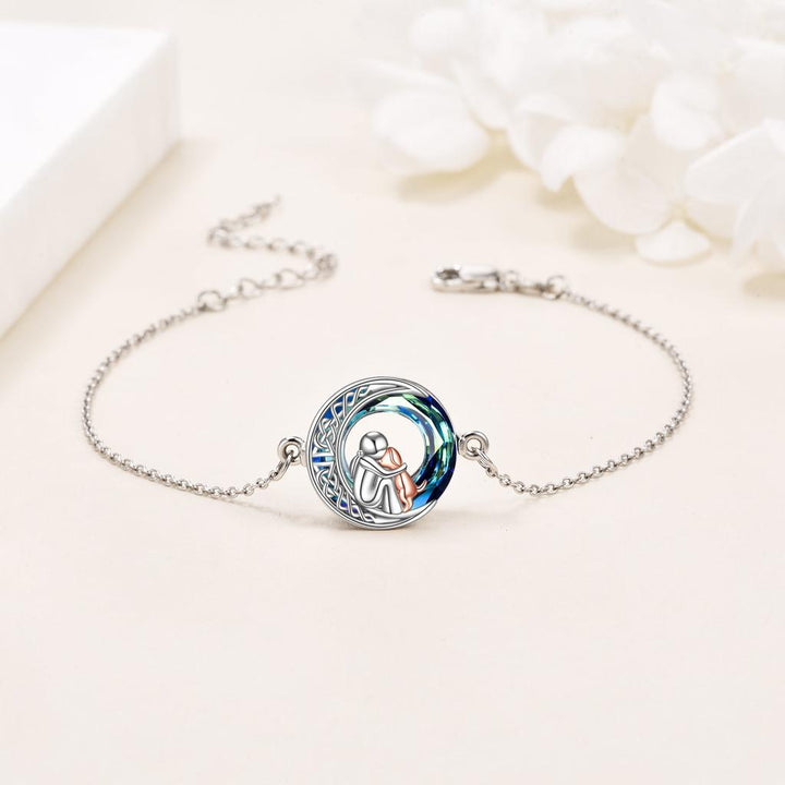 Adjustable Bracelet with Dog Pendant in White Gold