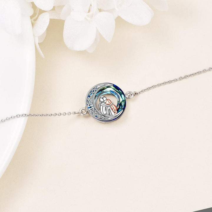 Adjustable Bracelet with Dog Pendant in White Gold