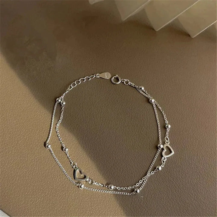 Adjustable Bracelet with Heart in White Gold