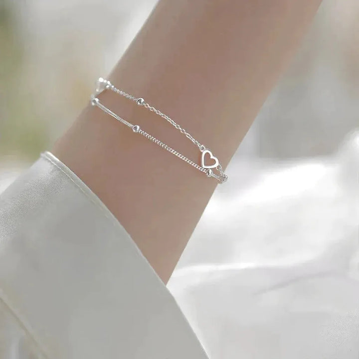 Adjustable Bracelet with Heart in White Gold