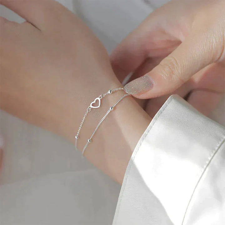 Adjustable Bracelet with Heart in White Gold