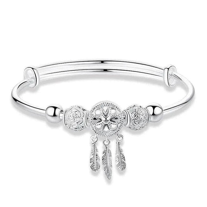 Adjustable Dreamcatcher Bracelet in White Gold