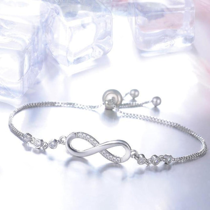 Adjustable Infinity Bracelet in White Gold