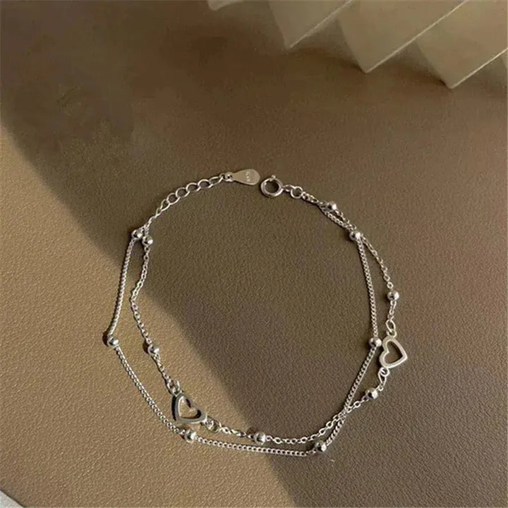 Adjustable White Gold Bracelet with Heart