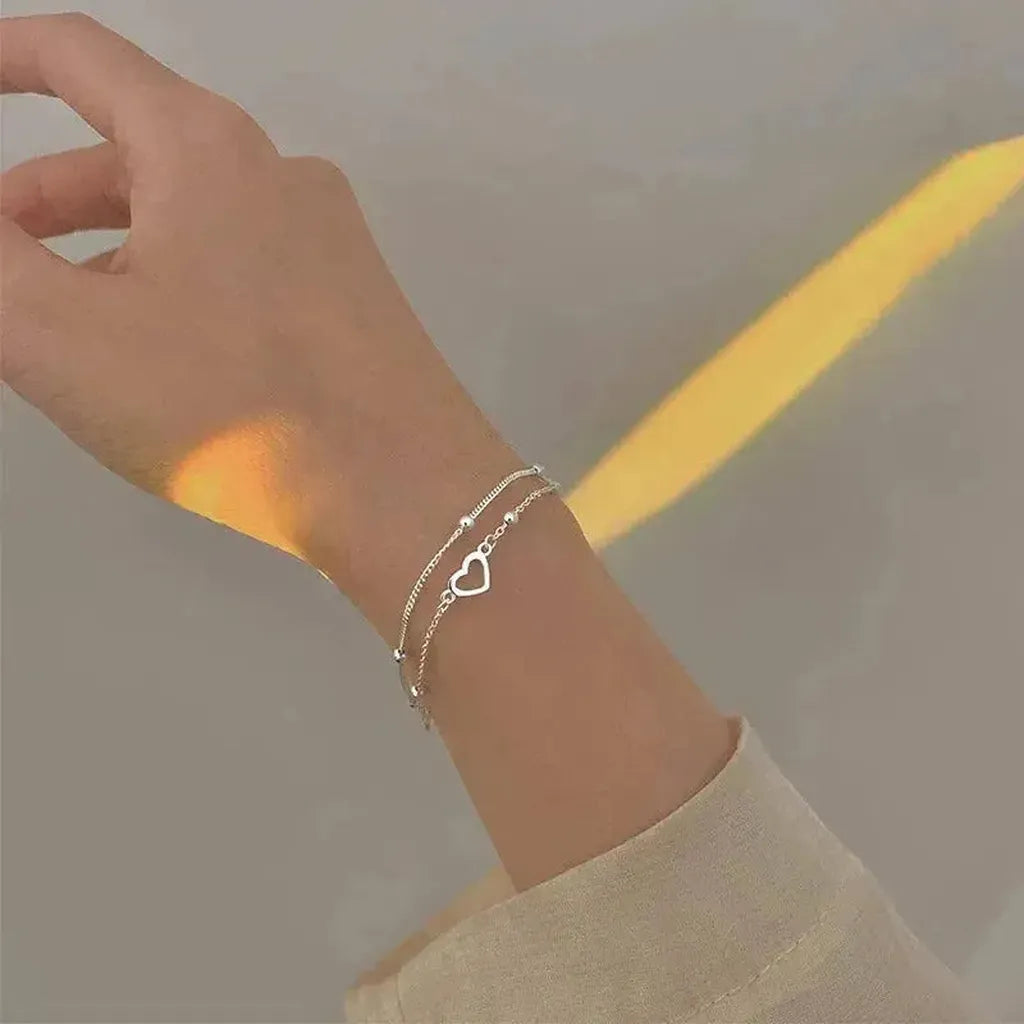 Adjustable White Gold Bracelet with Heart