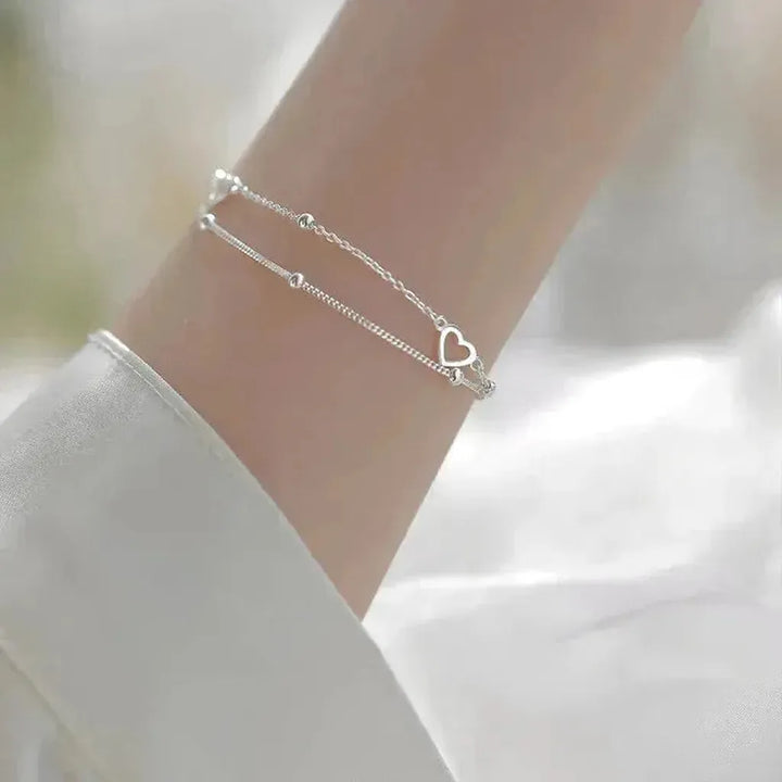 Adjustable White Gold Bracelet with Heart