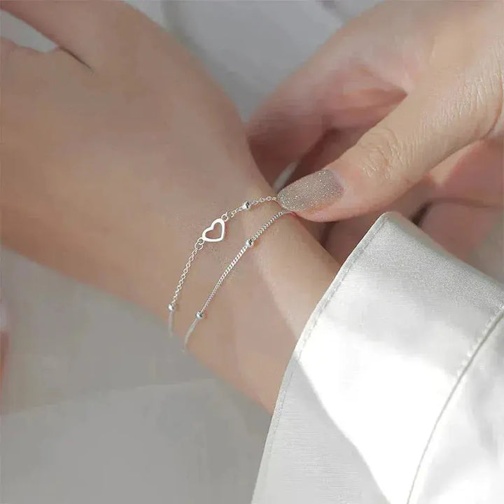 Adjustable White Gold Bracelet with Heart