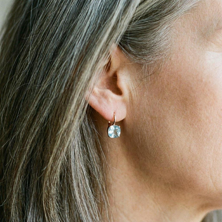 Vintage Ear Clips in Blue with Set Diamonds