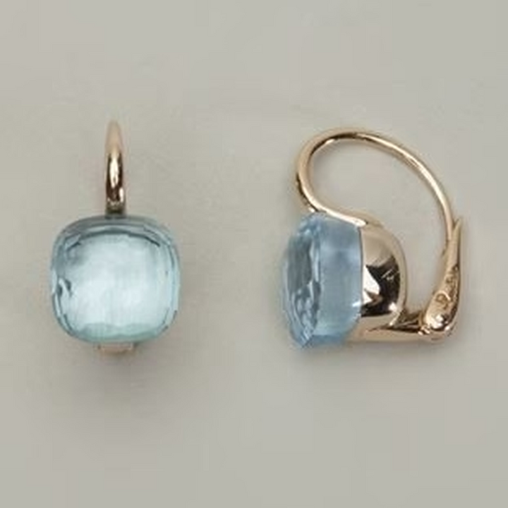 Vintage Ear Clips in Blue with Set Diamonds